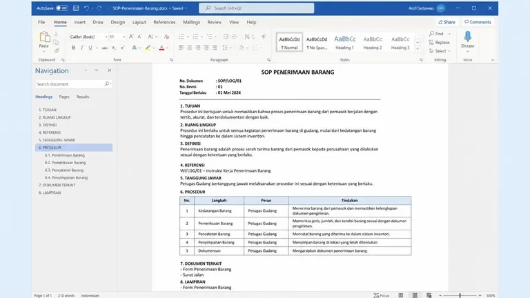 format sop perusahaan dengan tabel langkah kerja dan kolom peran format sop perusahaan dengan tabel langkah kerja dan kolom peran